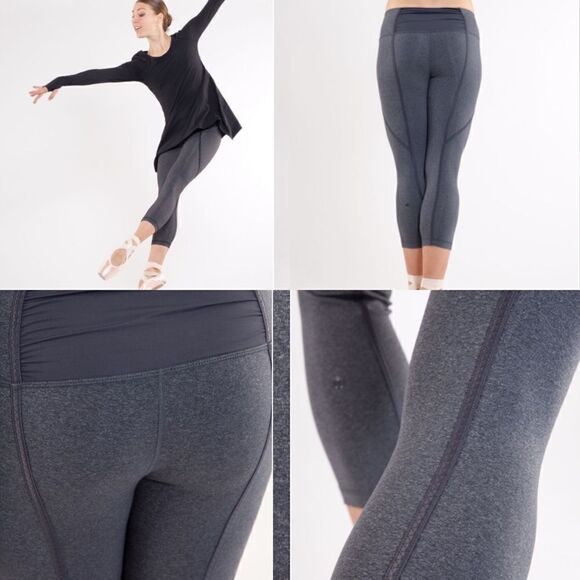 Lululemon Hi-Rise Grey Satin Seamed Crops EUC 4 - Picture 1 of 6